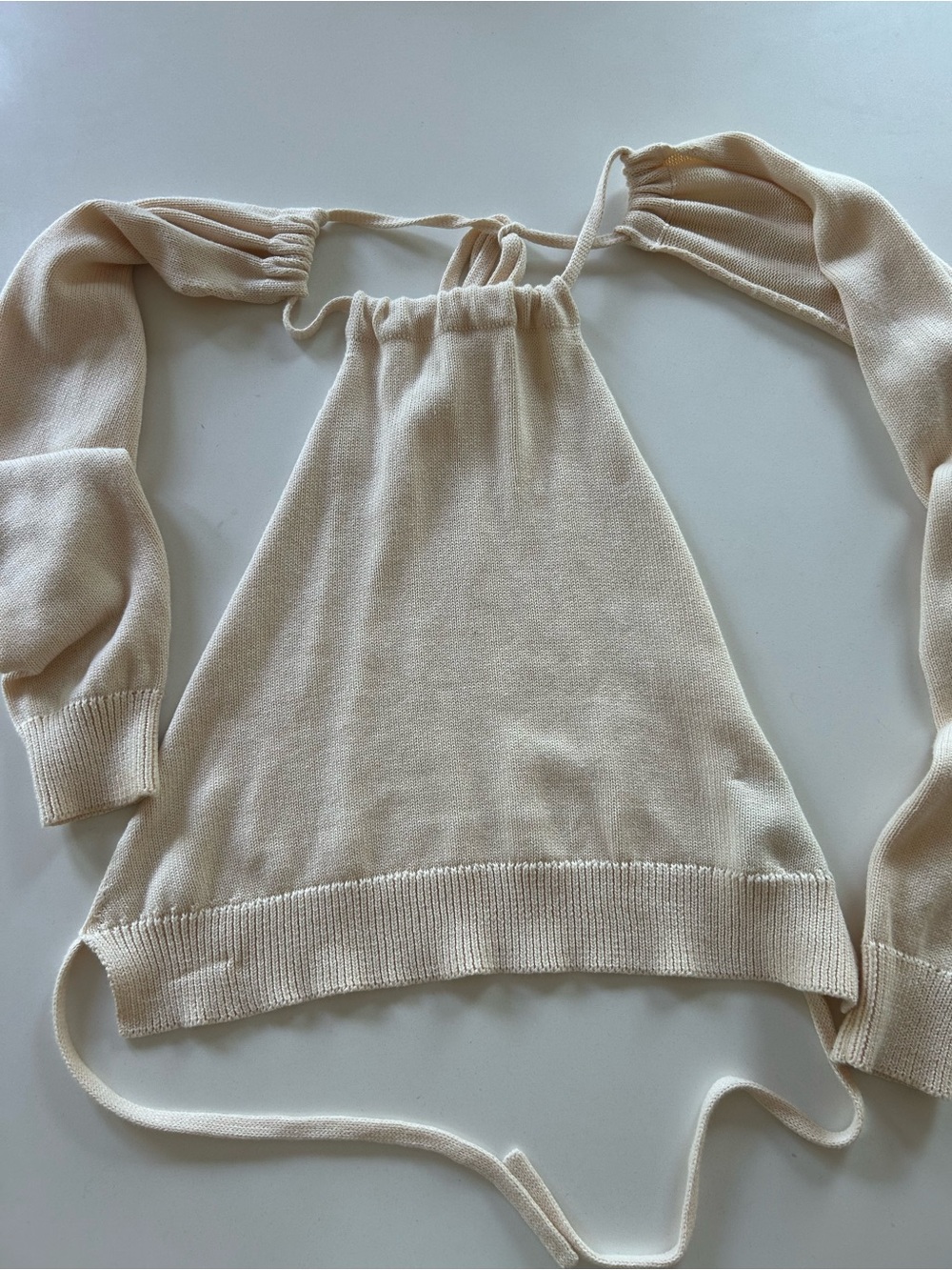 Cream Halter Tie-Back Sweater Top - Women